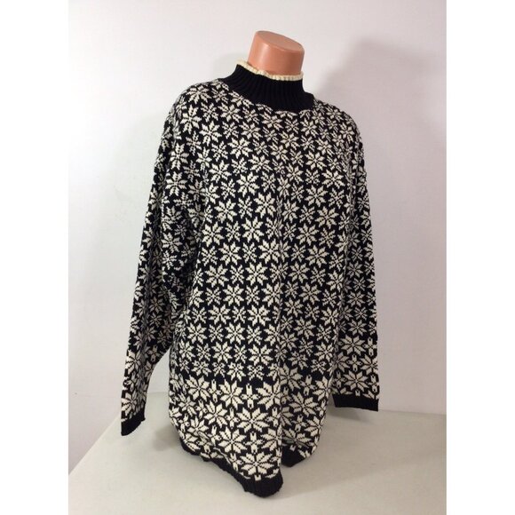 Gap Vintage Turtleneck Sweater 90’s Chunky Knit Snowflake Womens Large - Picture 1 of 7